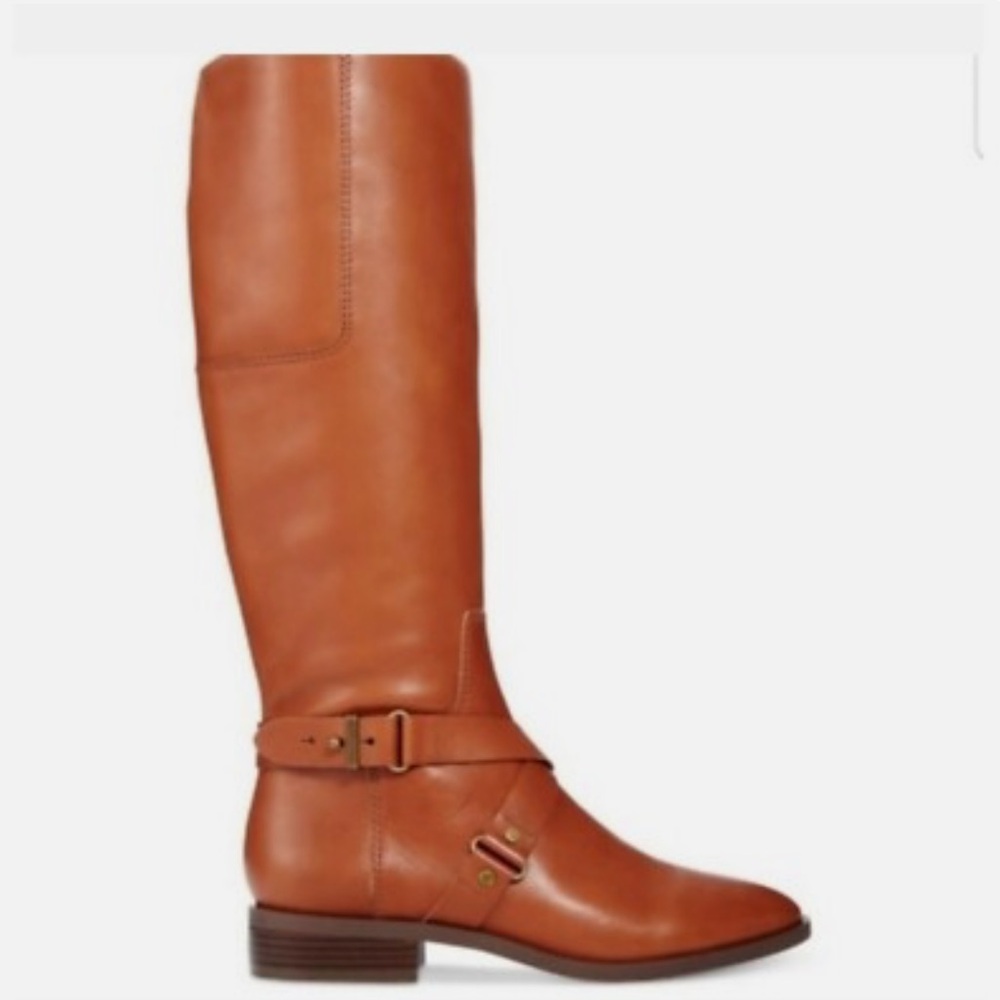 Nine West Blogger Tall Cognac Leather Zippered Riding Boots Size 7 - Picture 2 of 15